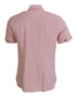 Dolce & Gabbana Red White Striped Cotton Short Sleeve Shirt