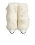 Dolce & Gabbana White Fur Pointed Knee High Stiletto Boots Shoes