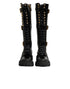 Dolce & Gabbana Black Buckle Embellished Knee High Boots Shoes