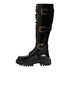 Dolce & Gabbana Black Buckle Embellished Knee High Boots Shoes