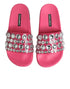 Dolce & Gabbana Pink Crystal Slides Sandals Beachwear Shoes