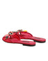 Dolce & Gabbana Red Embellished Flats Slip On Sandals Shoes