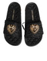 Dolce & Gabbana Black Devotion Matelassé Leather Slides Shoes
