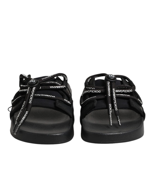 Dolce & Gabbana Black logo print Slides Beachwear Shoes