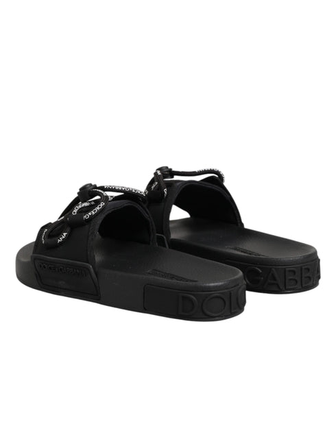 Dolce & Gabbana Black logo print Slides Beachwear Shoes