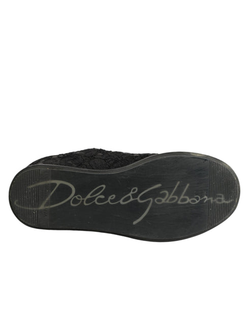 Dolce & Gabbana Black Floral Lace Low Top Sneakers Shoes