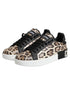 Dolce & Gabbana Brown Leather Leopard Low Top Sneakers Shoes
