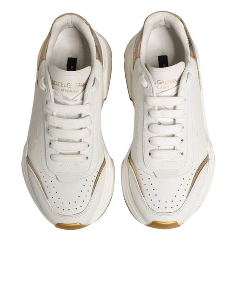 Dolce & Gabbana White Gold Daymaster Low Top Sneakers Shoes