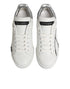 Dolce & Gabbana White Gray Low Top Leather Sneaker Shoes