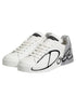 Dolce & Gabbana White Gray Low Top Leather Sneaker Shoes