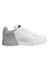 Dolce & Gabbana White Gray Low Top Leather Sneaker Shoes