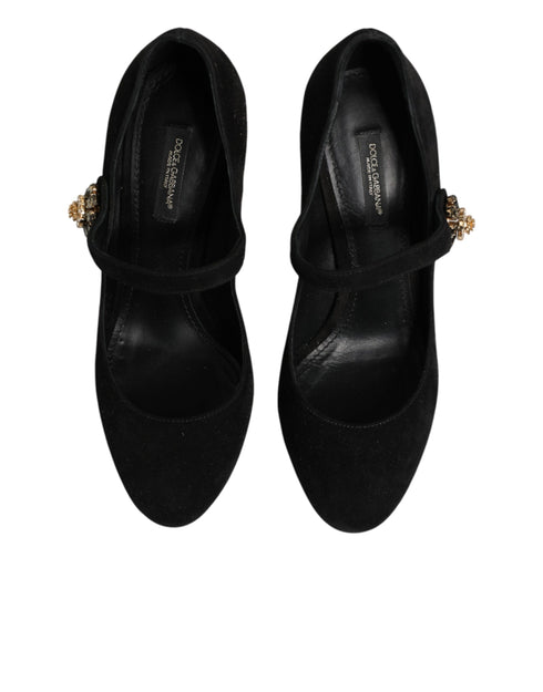 Dolce & Gabbana Black Embellsihed High Heels MARY JANES Shoes