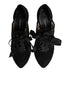 Dolce & Gabbana Black Floral High Heels LACE-UPS Pumps Shoes