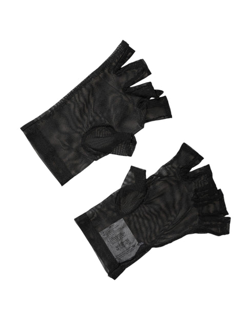 Dolce & Gabbana Black Nylon Wrist Length Fingerless Mitten Gloves