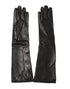 Dolce & Gabbana Black Leather Embellished Long Mitten Gloves