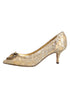 Dolce & Gabbana Gold Taormina Lace DEVOTION Pumps Shoes