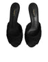 Dolce & Gabbana Black Embroidered Slip On Heels Slides Shoes