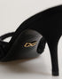 Dolce & Gabbana Black Embroidered Slip On Heels Slides Shoes