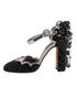 Dolce & Gabbana Black Sequined Ankle Strap Sandals Shoes