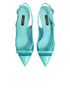 Dolce & Gabbana Blue Leather Mesh Heels Slingback Shoes