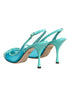 Dolce & Gabbana Blue Leather Mesh Heels Slingback Shoes