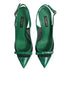 Dolce & Gabbana Green Leather Mesh Heels Slingback Shoes