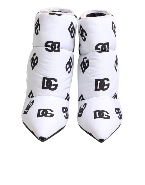 Dolce & Gabbana White DG Logo Heels Short Boots Shoes