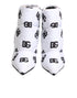 Dolce & Gabbana White DG Logo Heels Short Boots Shoes