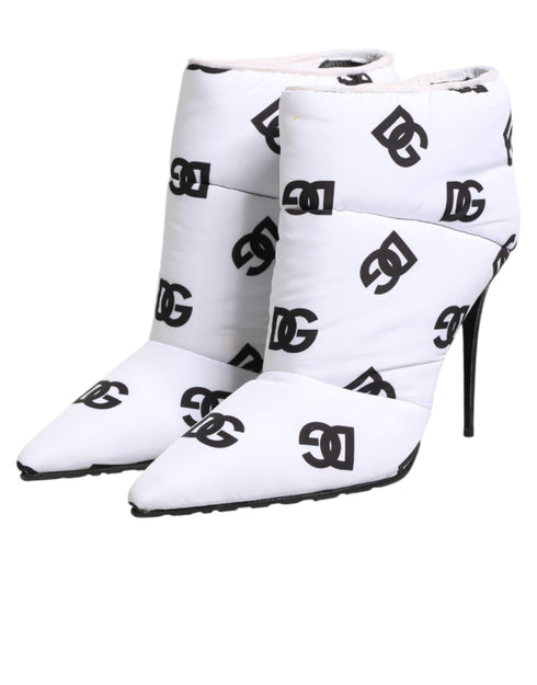 Dolce & Gabbana White DG Logo Heels Short Boots Shoes