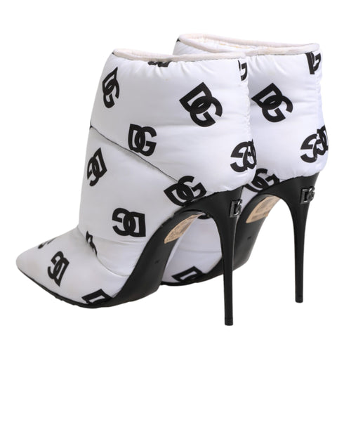 Dolce & Gabbana White DG Logo Heels Short Boots Shoes