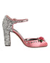 Dolce & Gabbana Pink Sequined Ankle Strap Sandals Shoes