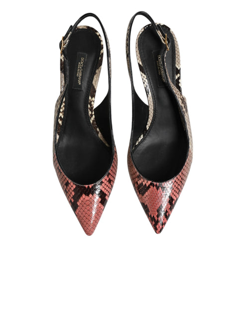 Dolce & Gabbana Multicolor Leather Heels Slingback Shoes