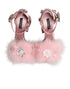 Dolce & Gabbana Pink Crystal Fur Embellished Sandals Shoes