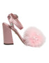 Dolce & Gabbana Pink Crystal Fur Embellished Sandals Shoes
