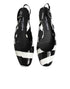 Dolce & Gabbana Black White Stripe Heels Slingback Shoes