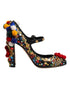 Dolce & Gabbana Black Gold Embellished MARY JANES Pumps Shoes