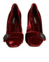 Dolce & Gabbana Red Velvet Embellished Heels Pumps Shoes