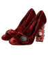 Dolce & Gabbana Red Velvet Embellished Heels Pumps Shoes
