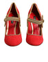 Dolce & Gabbana Red Embellished MARY JANES Pumps Shoes