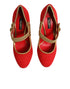 Dolce & Gabbana Red Embellished MARY JANES Pumps Shoes