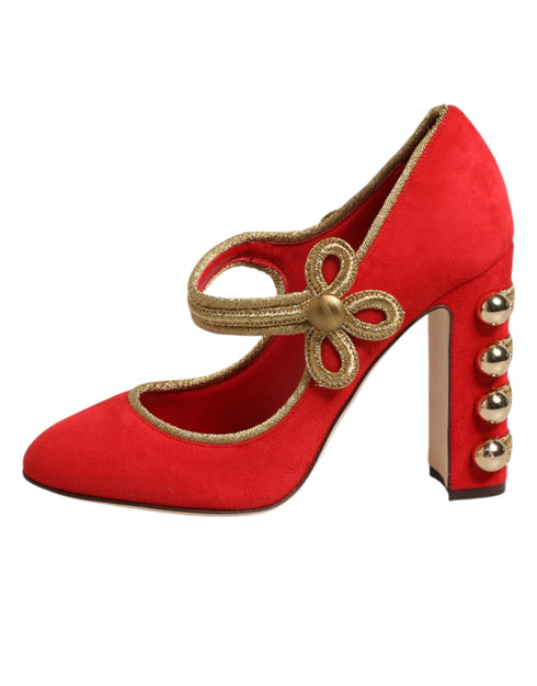 Dolce & Gabbana Red Embellished MARY JANES Pumps Shoes