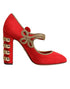 Dolce & Gabbana Red Embellished MARY JANES Pumps Shoes