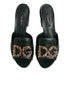 Dolce & Gabbana Green DG Amore Heel Slides Sandals Shoes