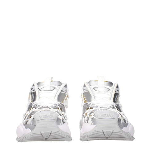 Versace White Fabric Chunky Sneakers