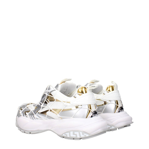 Versace White Fabric Chunky Sneakers