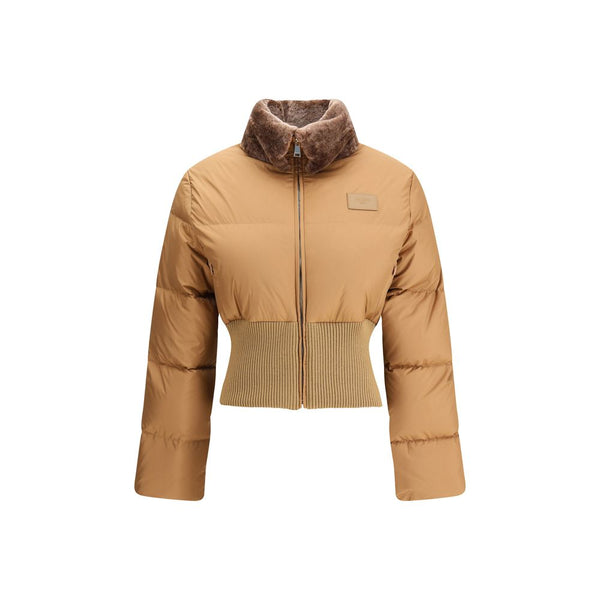 Fendi Cropped Down Jacket with Shearling lining