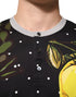 Dolce & Gabbana Black Polka Dot Lemons Horse Henley T-Shirt