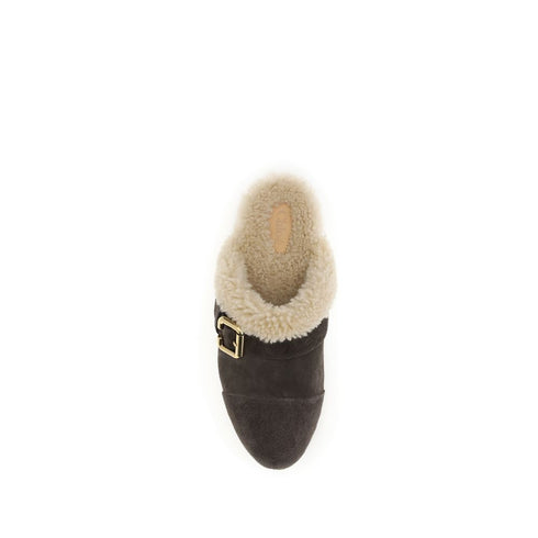 Chloé Brown Fur Clogs