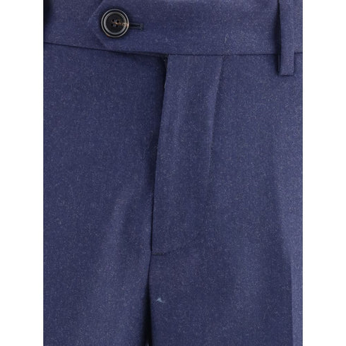 Brunello Cucinelli Blue Fleece Wool Pants