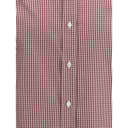 Brunello Cucinelli Red Cotton Pattern Shirt